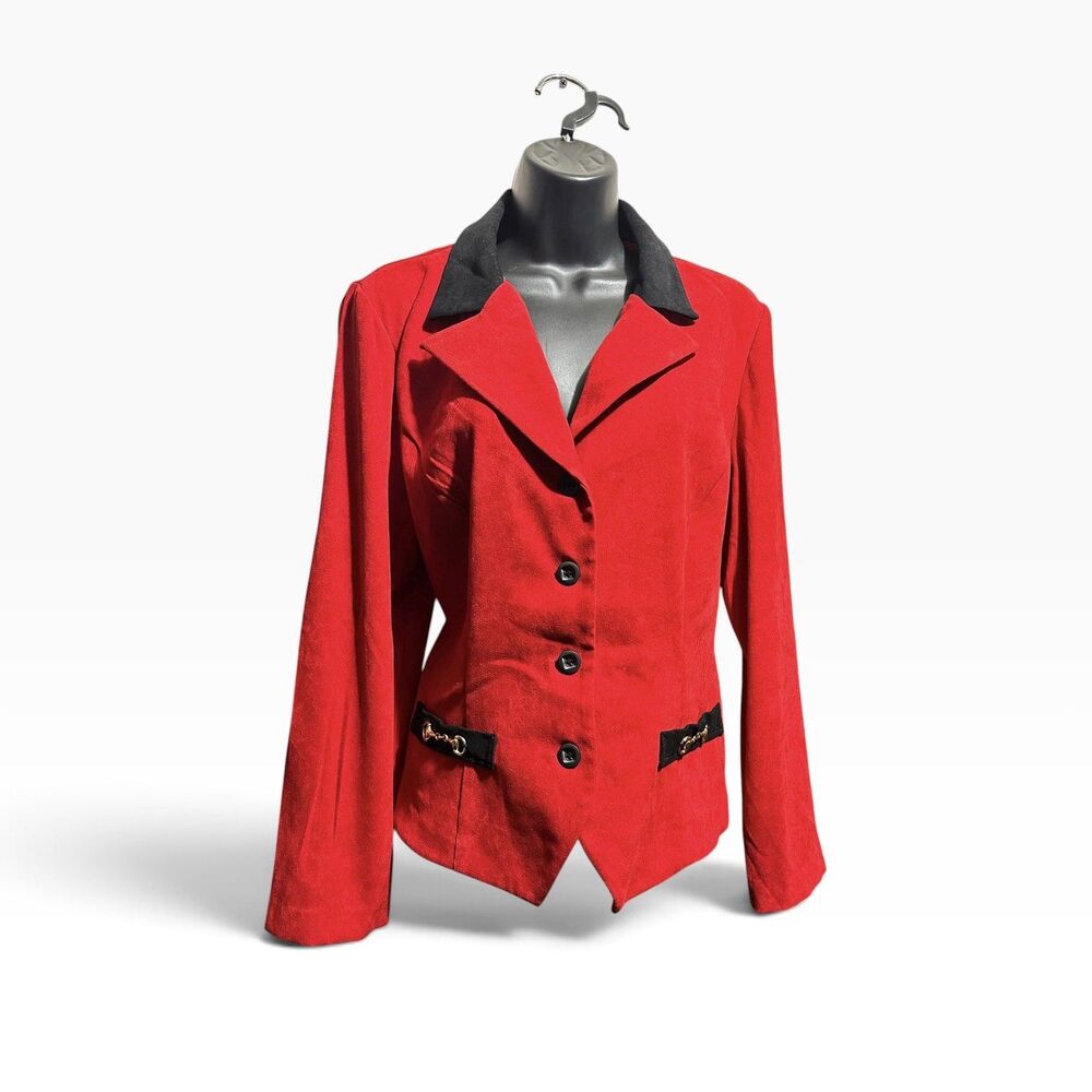 Vintage R&K Equestrian Blazer Women's 12P Red Country Club Preppy Riding Jacket